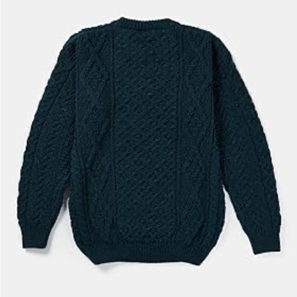 Aran Crafts Dark Teal Cable-Knit Crewneck Sweater